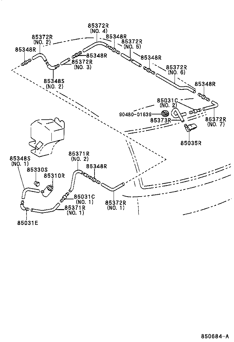 Toyota 90099-33591 HOSE, REAR WASHER (FROM JOINT TO JOINT OR NOZZLE)