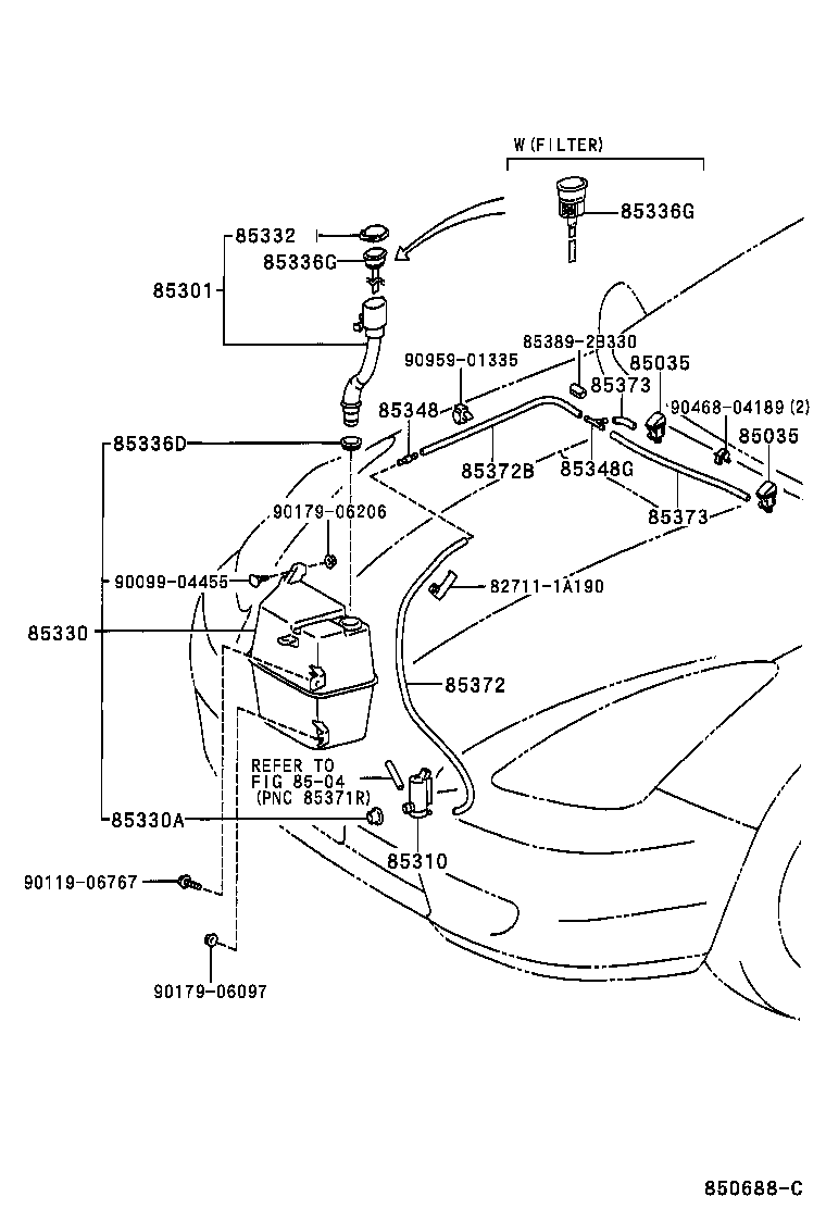 Toyota 90099-33788 HOSE, WINDSHIELD WASHER (FROM JOINT TO JOINT), NO.1