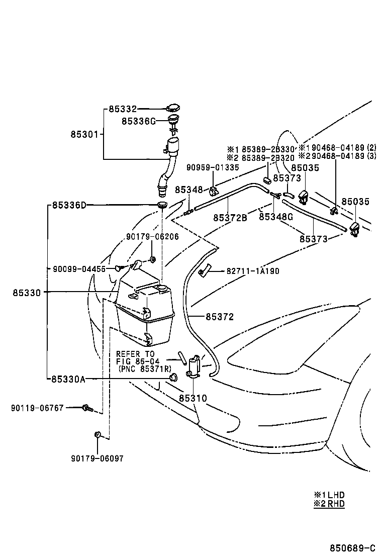 85381-20180 NOZZLE SUB-ASSY, WASHER product image