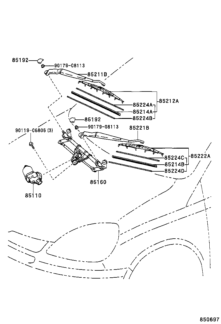 85150-52050 LINK ASSY, WINDSHIELD WIPER product image