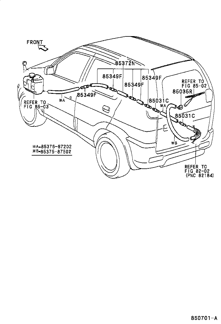 85370-87404 HOSE, REAR WASHER (FROM JOINT TO JOINT), NO.1 product image