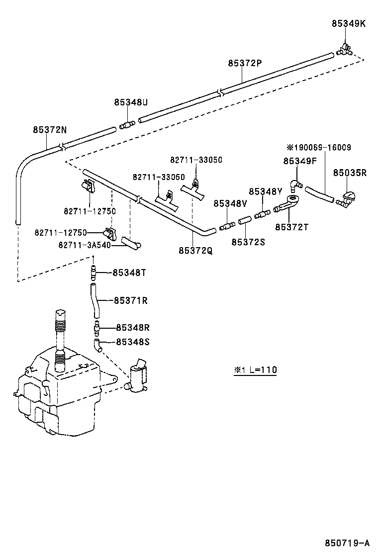 85374-02130 HOSE, REAR WASHER (FROM JOINT TO JOINT), NO.5 product image