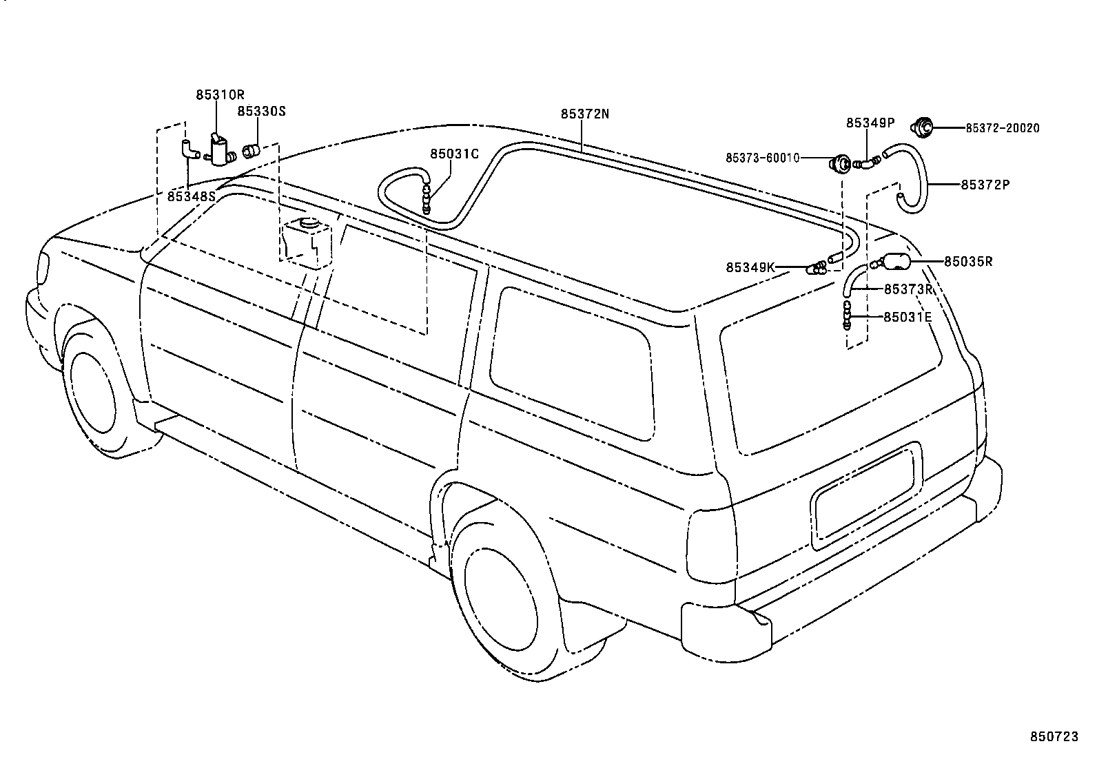 85391-38020 NOZZLE SUB-ASSY, REAR WASHER product image