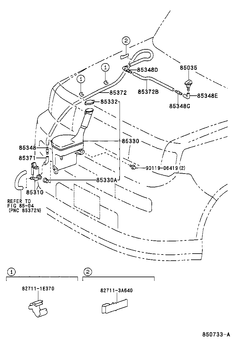 85381-52070 NOZZLE SUB-ASSY, WASHER product image