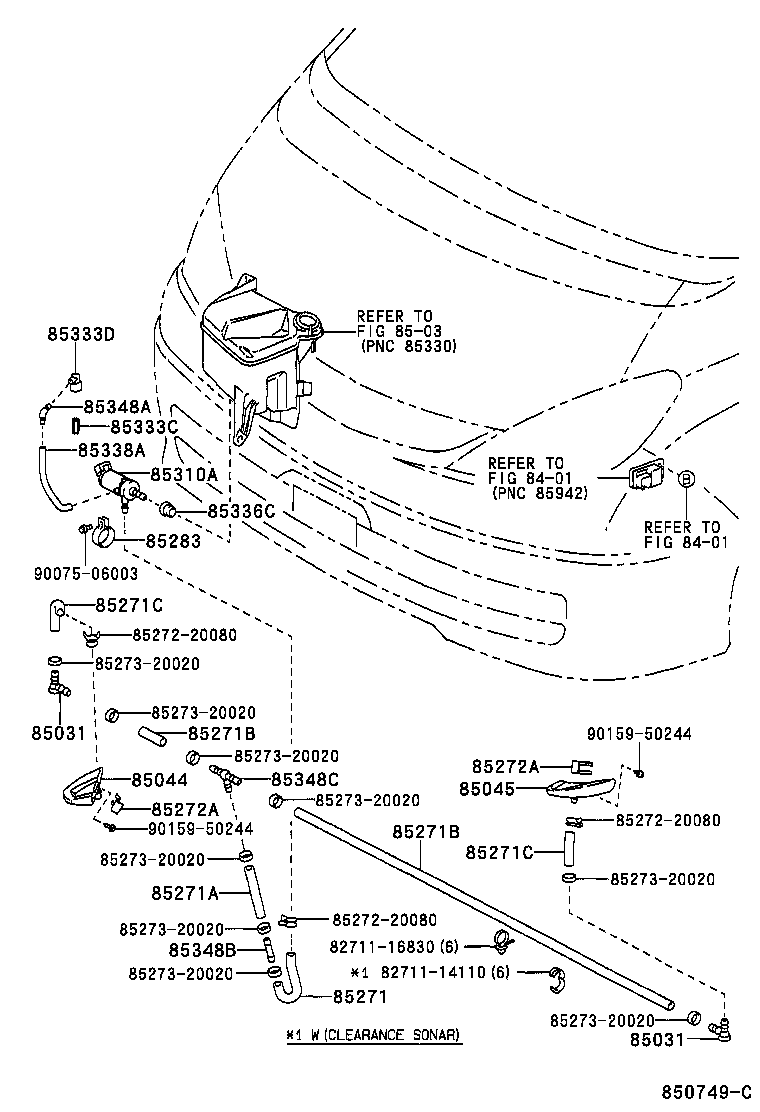 85044-28010 NOZZLE SUB-ASSY, TYPE1 H/LAMP WASHER, RH product image