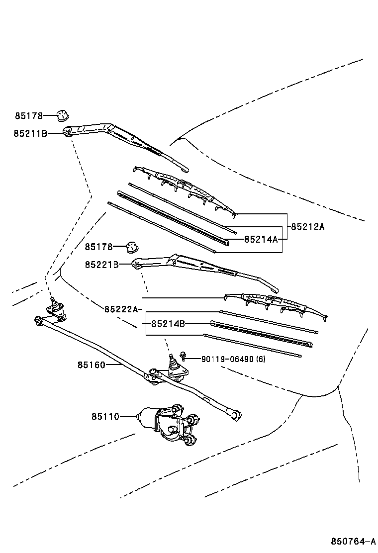 85110-41010 MOTOR ASSY, WINDSHIELD WIPER product image