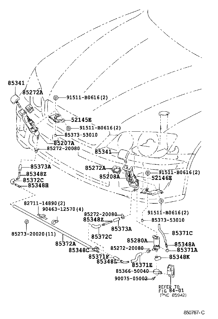 Toyota 85279-33020 JOINT, HEADLAMP CLEANER HOSE, NO.3