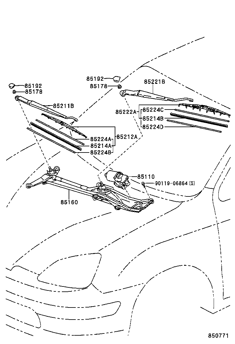 85110-47040 MOTOR ASSY, WINDSHIELD WIPER product image