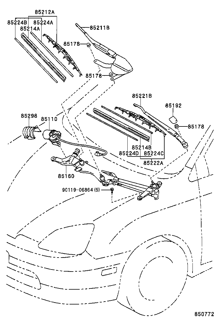 85110-47040 MOTOR ASSY, WINDSHIELD WIPER product image