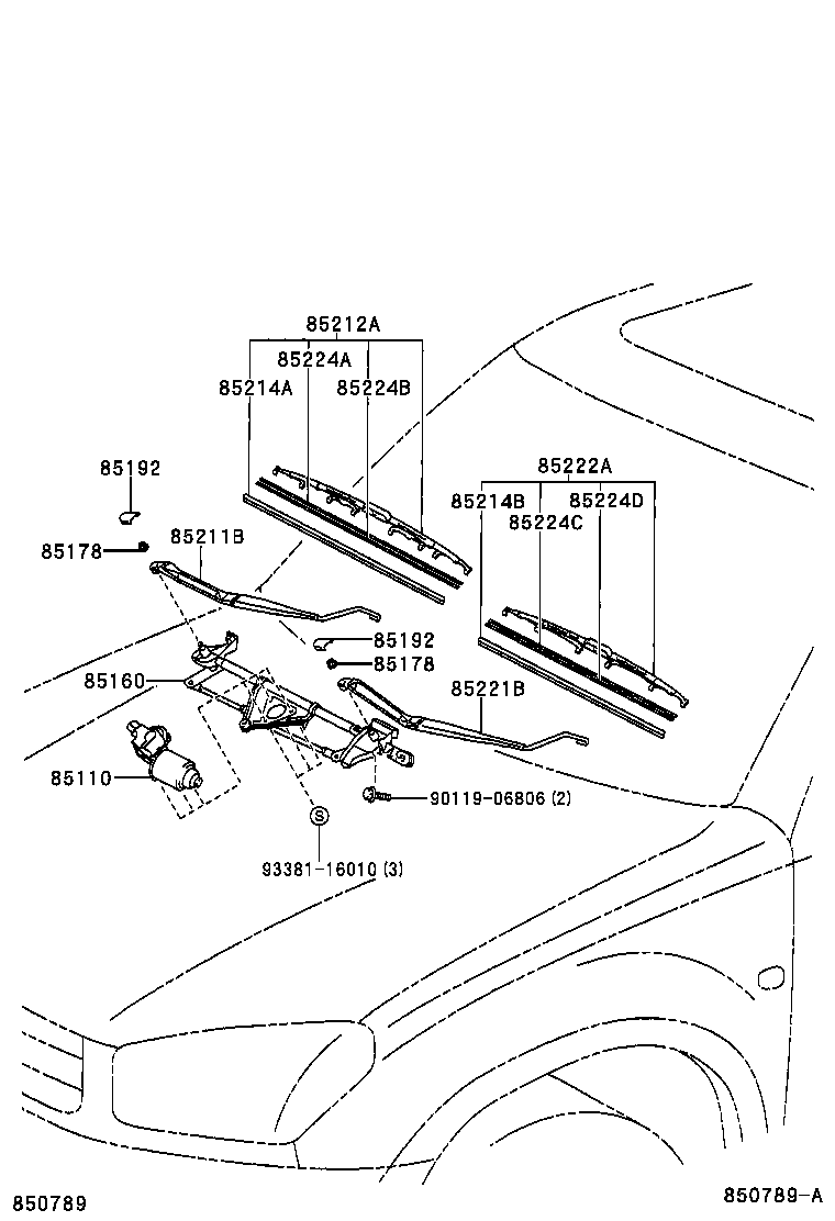 85110-42100 MOTOR ASSY, WINDSHIELD WIPER product image