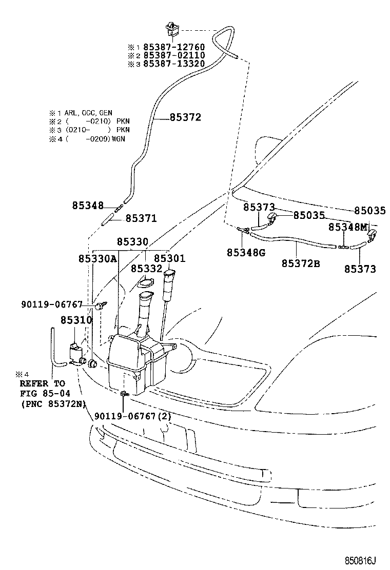 85315-12450 JAR ASSY, WINDSHIELD WASHER product image