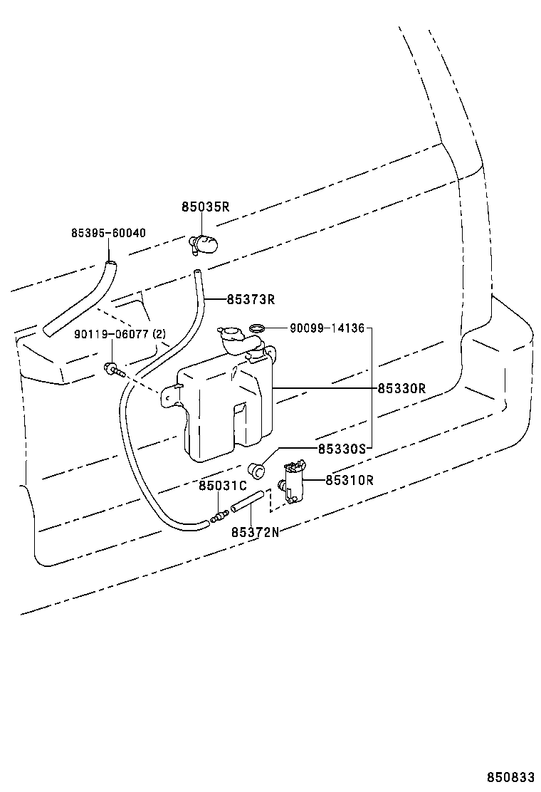 85391-60050 NOZZLE SUB-ASSY, REAR WASHER product image
