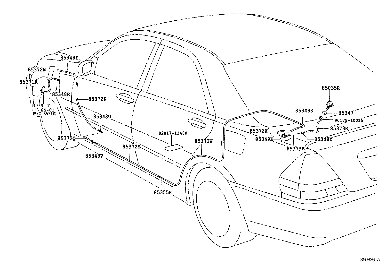 85374-22030 HOSE, REAR WASHER (FROM JOINT TO NOZZLE) product image