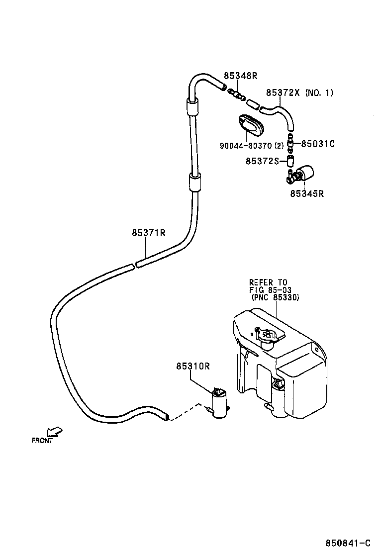 85343-97501 HOSE, REAR WASHER (FROM MOTOR TO JOINT) product image