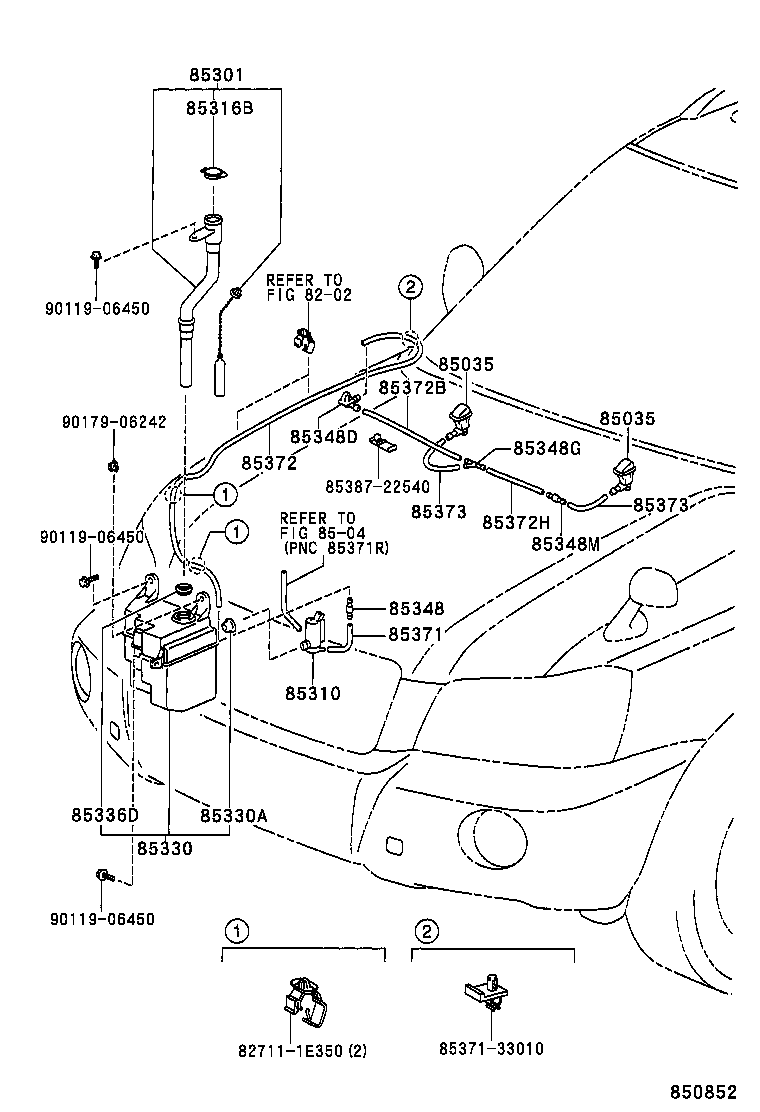 85381-48010 NOZZLE SUB-ASSY, WASHER product image