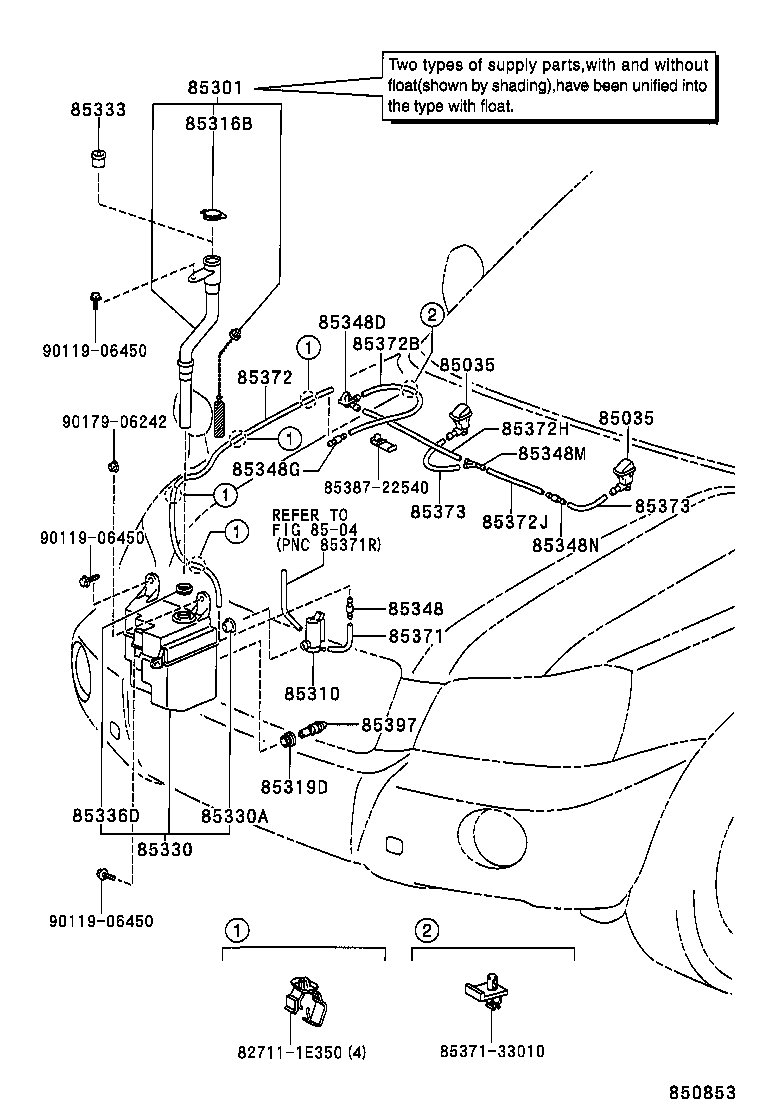 85381-48020 NOZZLE SUB-ASSY, WASHER product image