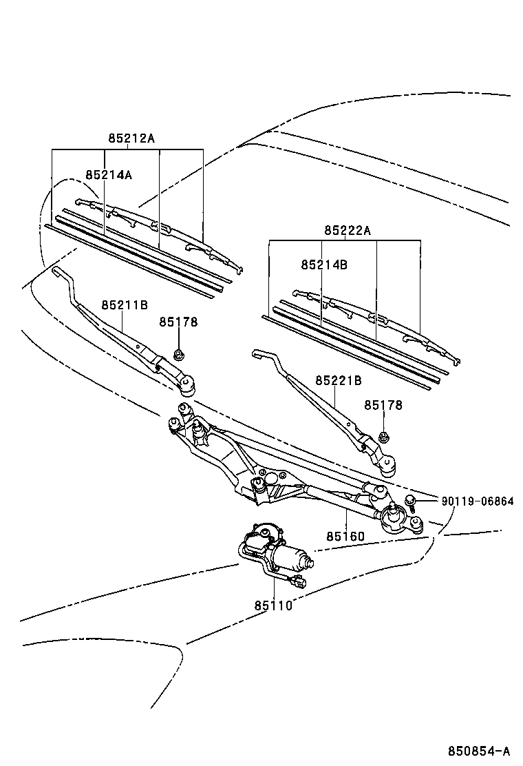 Toyota 85110-24080 MOTOR ASSY, WINDSHIELD WIPER