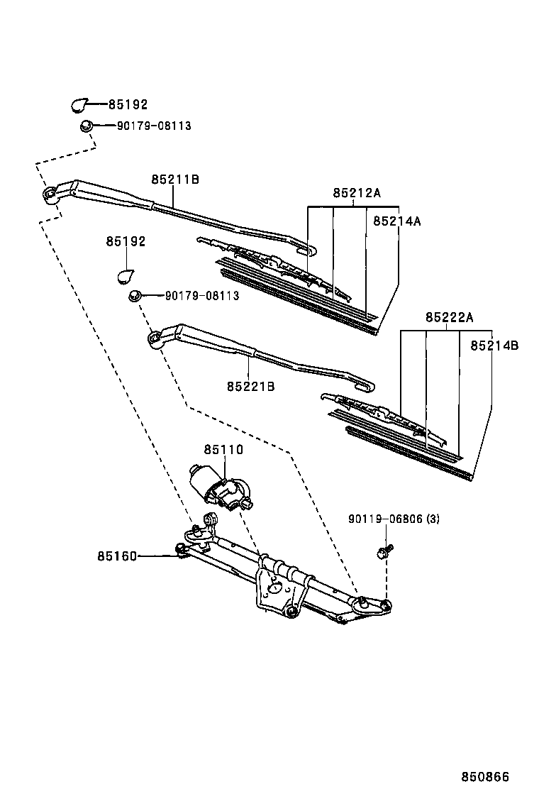 85221-0D020 ARM, FRONT WIPER, LH product image