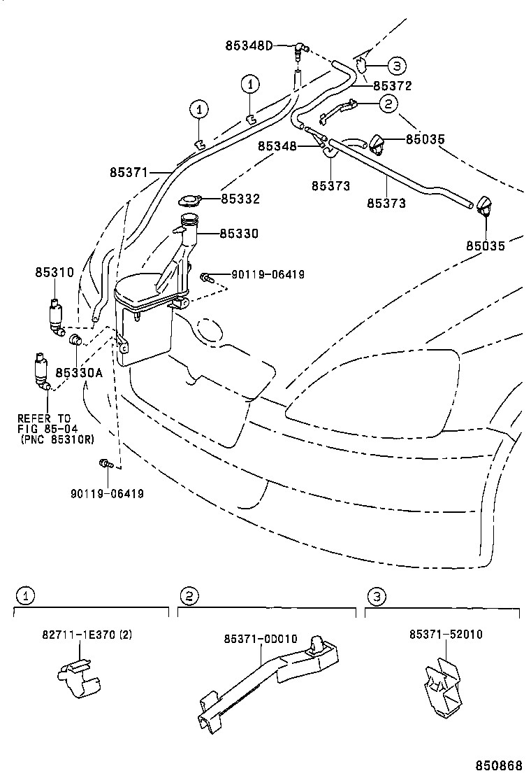 85381-0D021 NOZZLE SUB-ASSY, WASHER product image