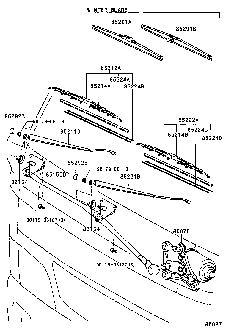 85211-37110 ARM, FRONT WIPER, RH product image