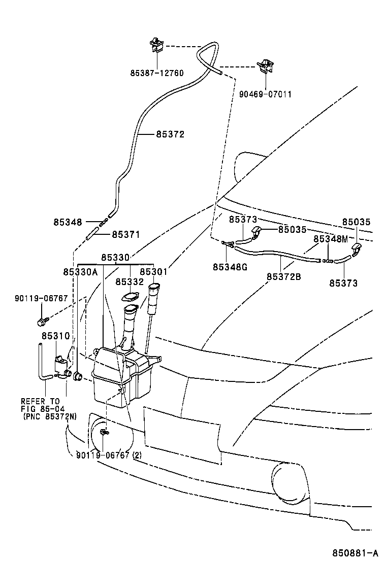 85381-12230 NOZZLE SUB-ASSY, WASHER product image