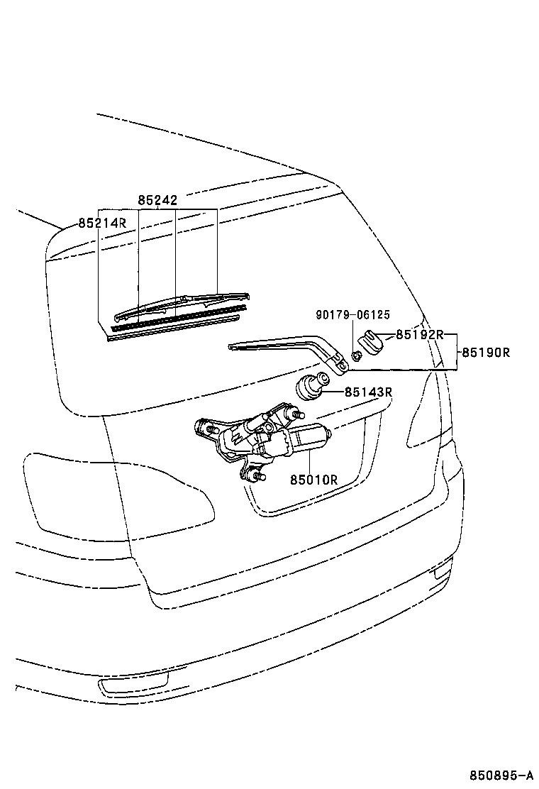 85020-44020 MOTOR & LINK ASSY, RR WIPER product image