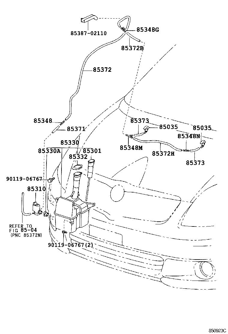 85381-13050 NOZZLE SUB-ASSY, WASHER product image