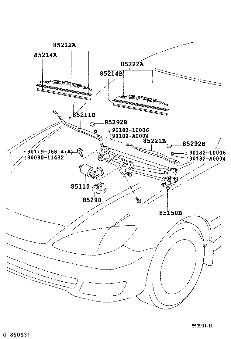 Toyota 85110-33220 MOTOR ASSY, WINDSHIELD WIPER