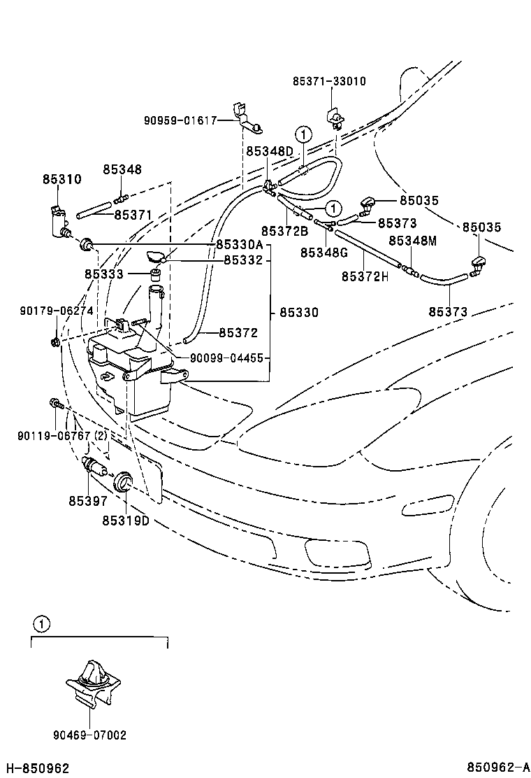 Toyota 85315-33250 JAR ASSY, WINDSHIELD WASHER