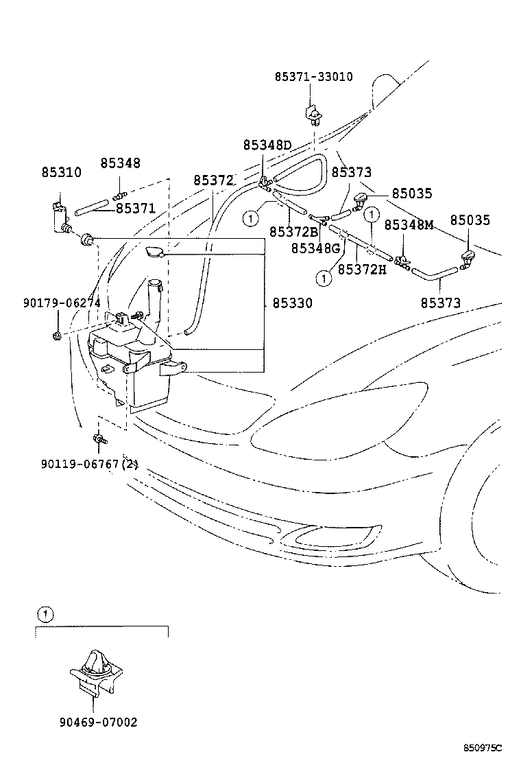 85355-33080 MOTOR & PUMP ASSY, WINDSHIELD WASHER product image