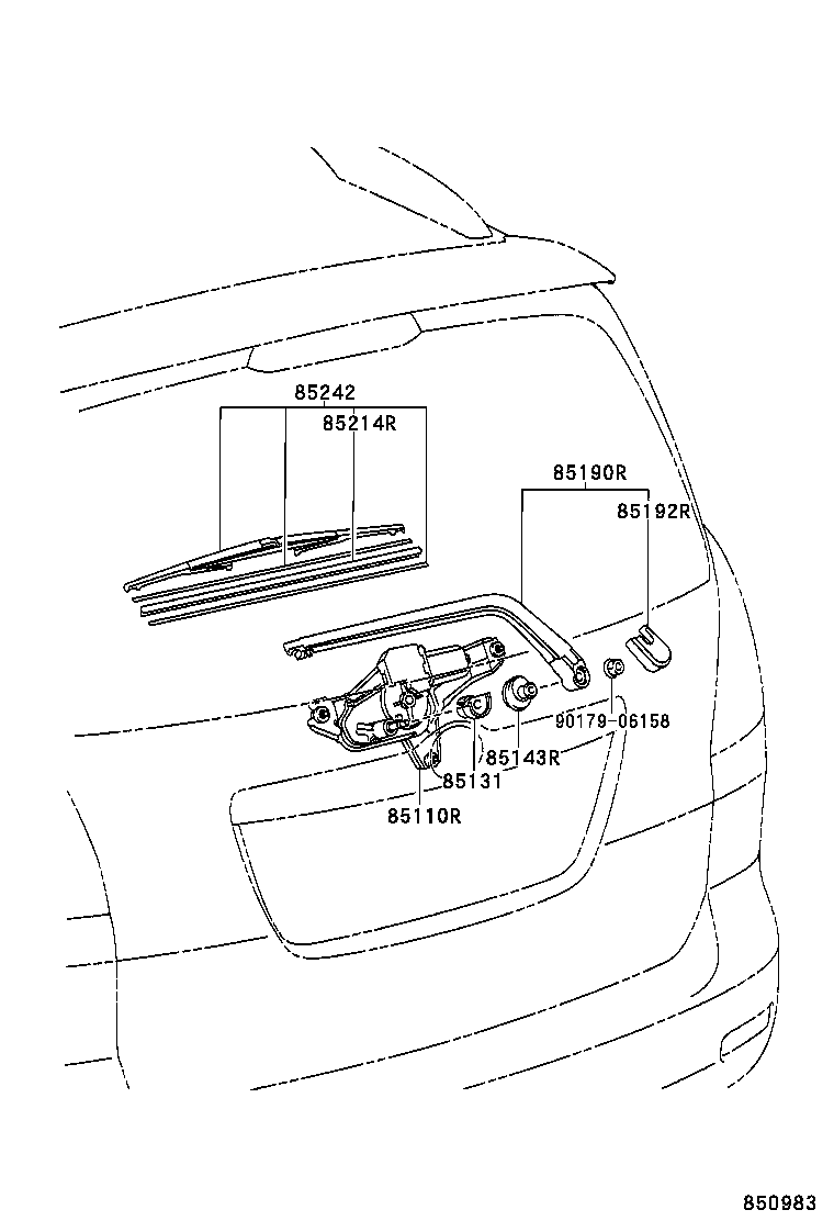 85131-13060 COVER, REAR WIPER MOTOR product image