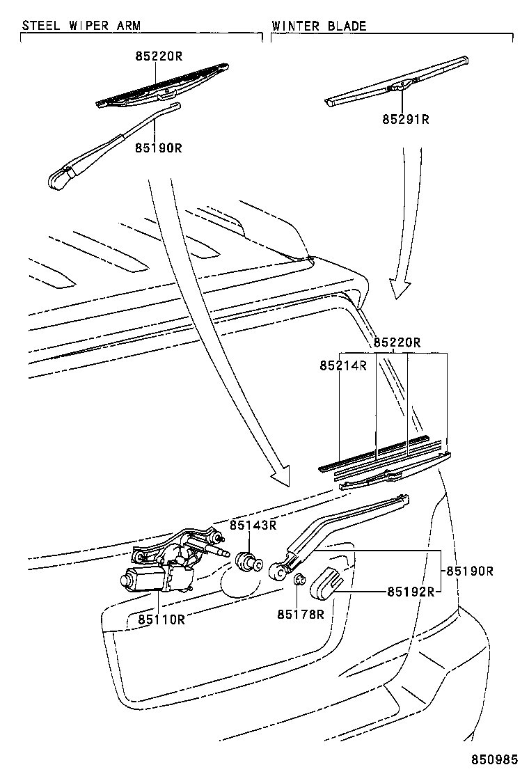 85241-48080 ARM ASSY, REAR WIPER product image