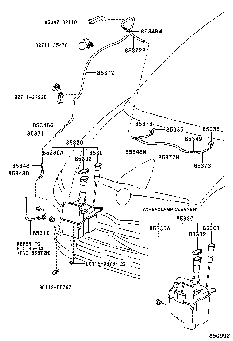 85381-13030 NOZZLE SUB-ASSY, WASHER product image