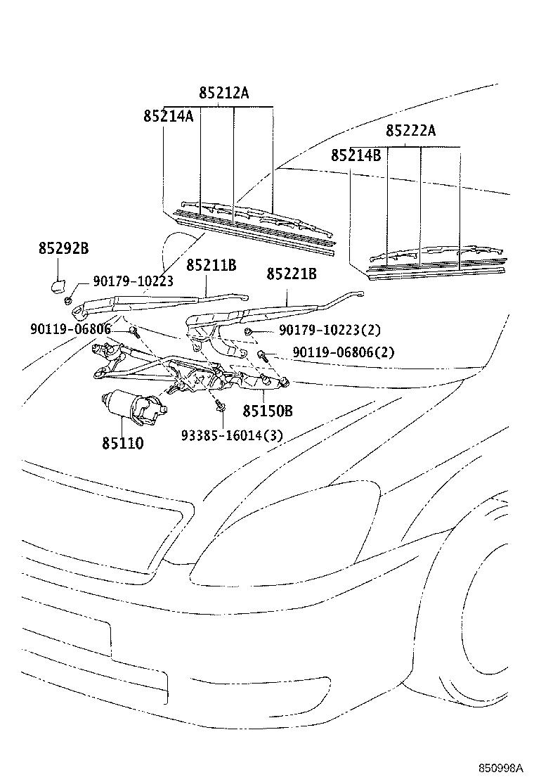 85211-44060 ARM, FRONT WIPER, RH product image