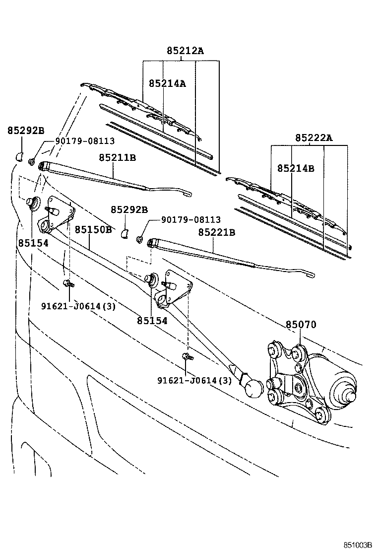85211-37140 ARM, FRONT WIPER, RH product image