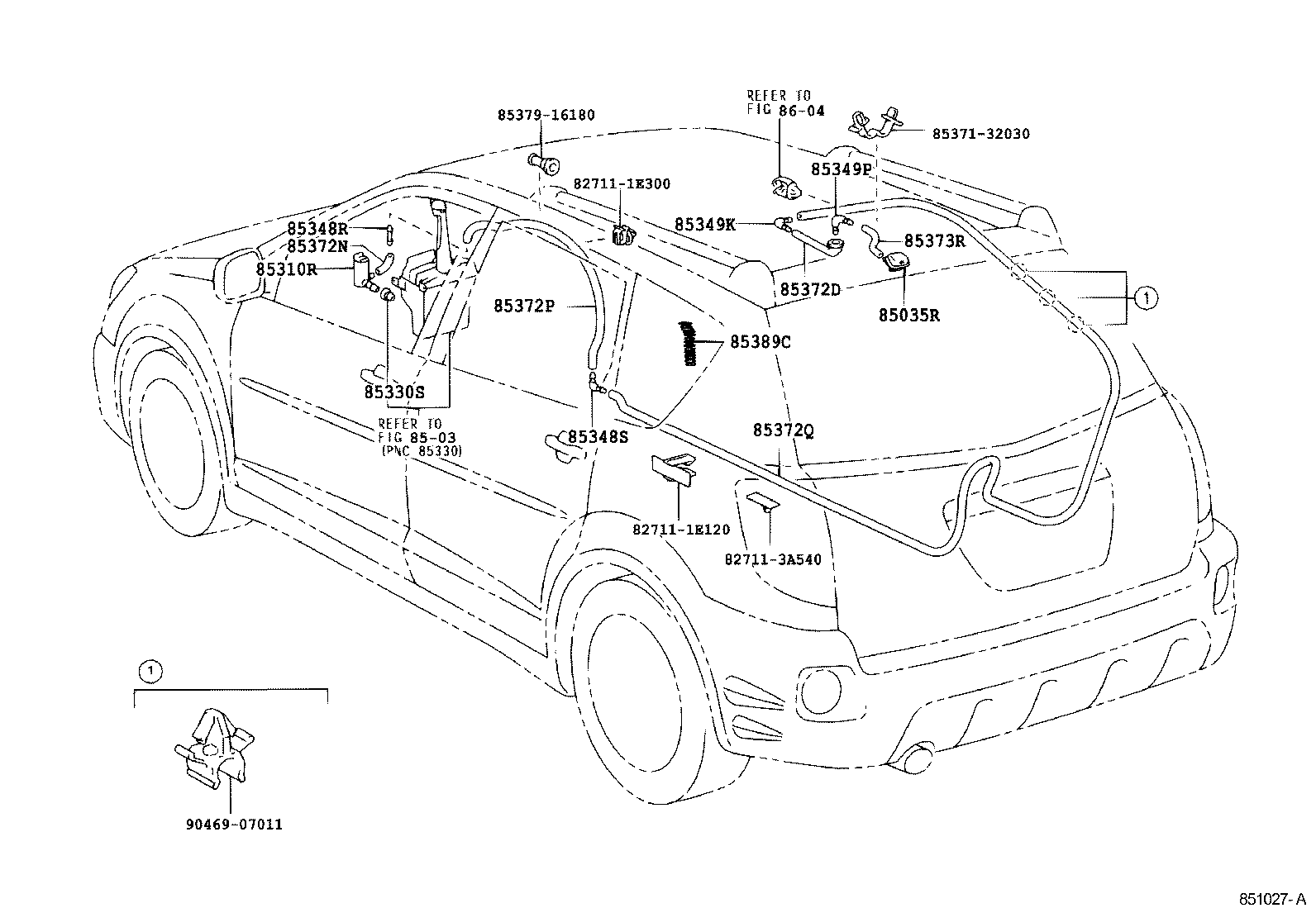 Toyota 90068-33027 HOSE, REAR WASHER (FROM JOINT TO NOZZLE)