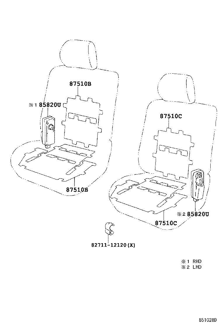 87510-60120 HEATER ASSY, FRONT SEAT CUSHION, RH product image