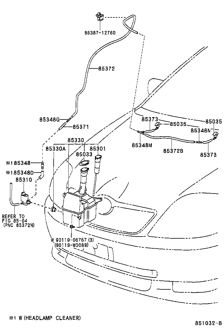 85381-44010 NOZZLE SUB-ASSY, WASHER product image