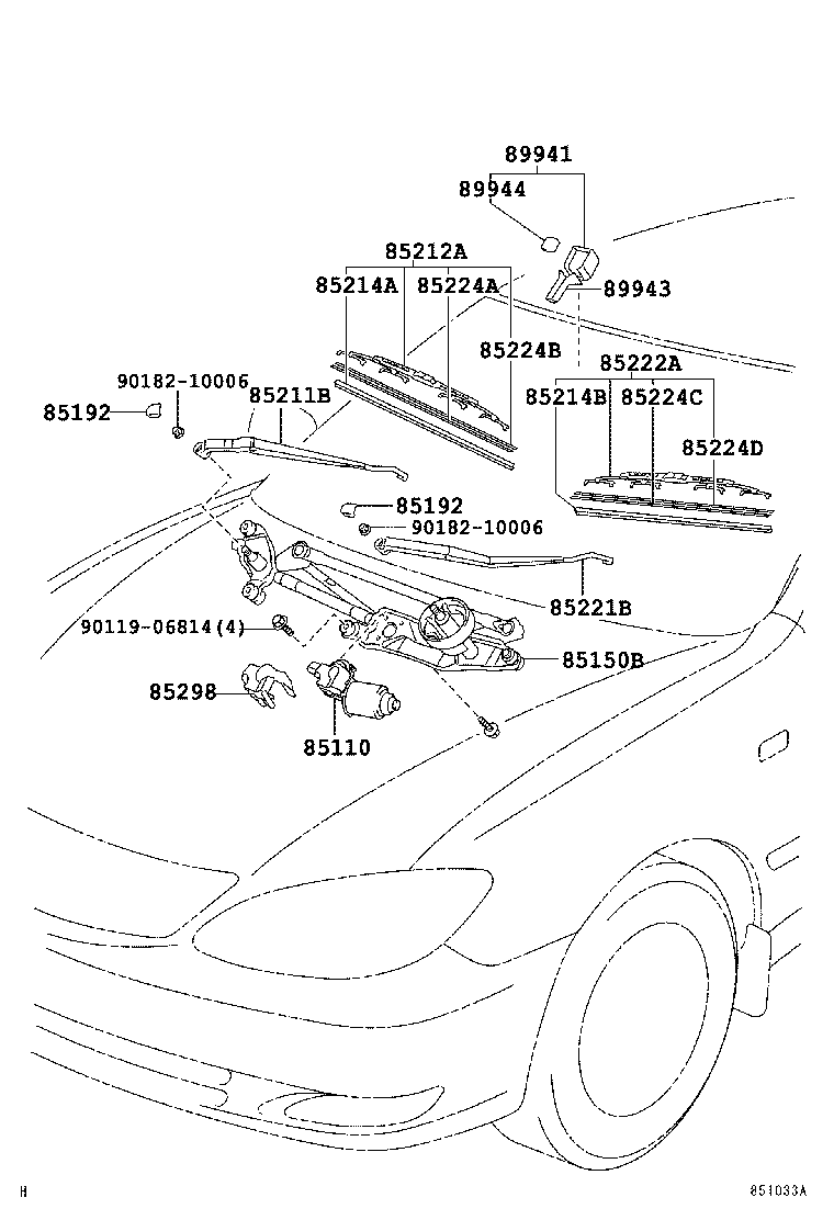 85211-06030 ARM, FRONT WIPER, RH product image
