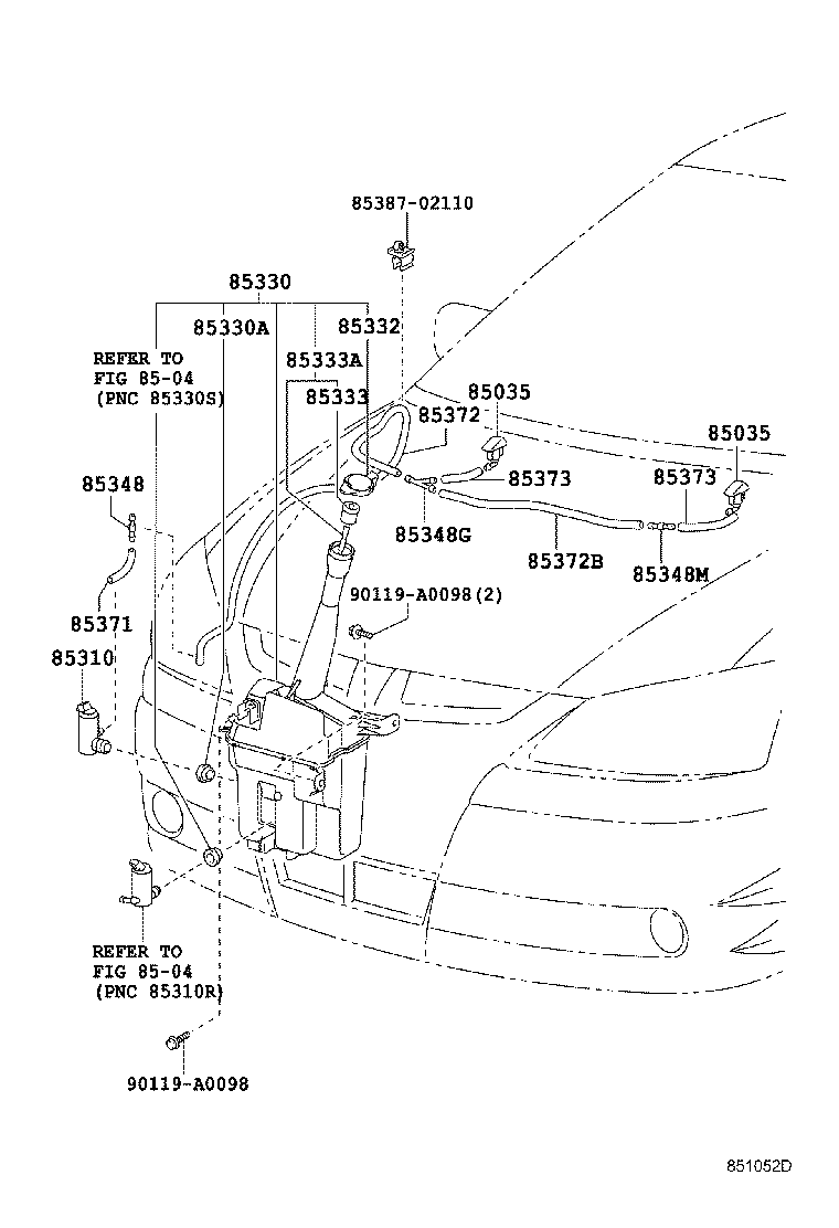 90068-33028 HOSE, WINDSHIELD WASHER (FROM JOINT TO NOZZLE) product image