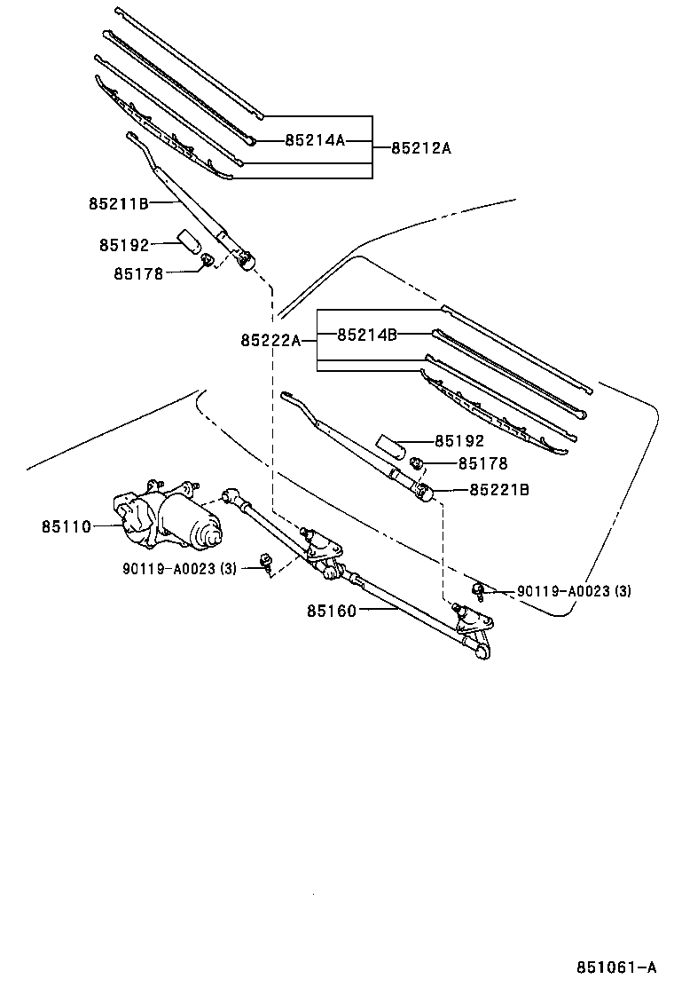 Toyota 85110-0C020 MOTOR ASSY, WINDSHIELD WIPER