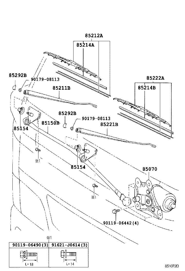 85070-0W030 MOTOR & BRACKET ASSY, FRONT WIPER product image