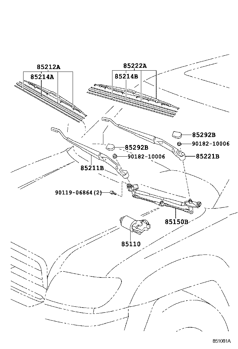 Toyota 85110-35290 MOTOR ASSY, WINDSHIELD WIPER