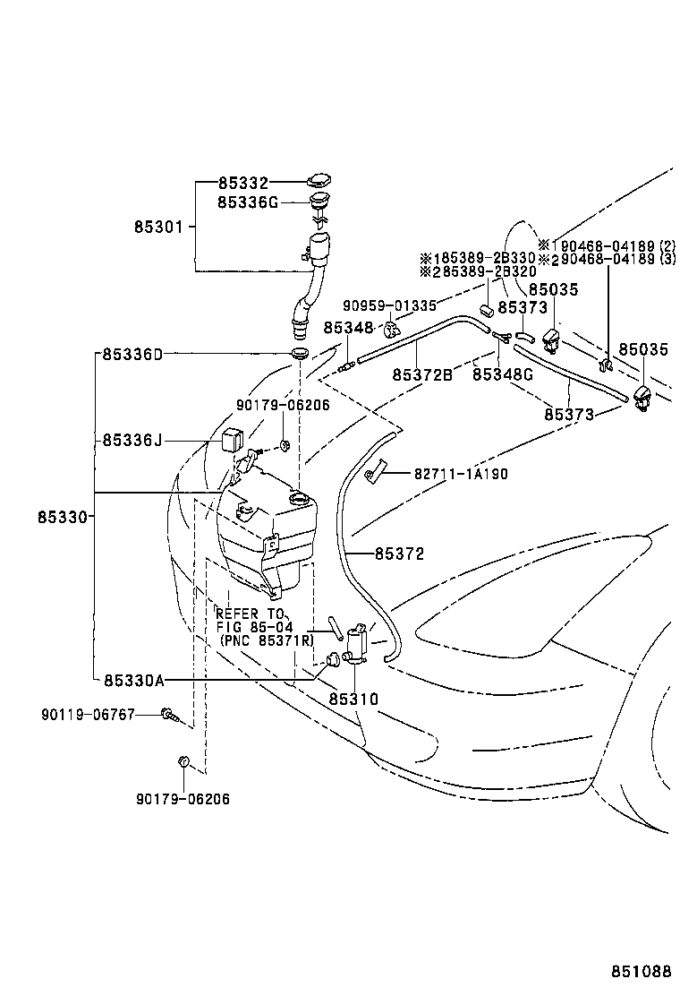 85381-20180 NOZZLE SUB-ASSY, WASHER product image