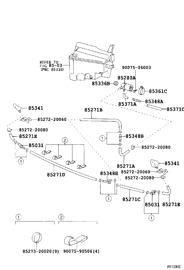 90075-15009 HOSE, HEADLAMP CLEANER, NO.2 product image