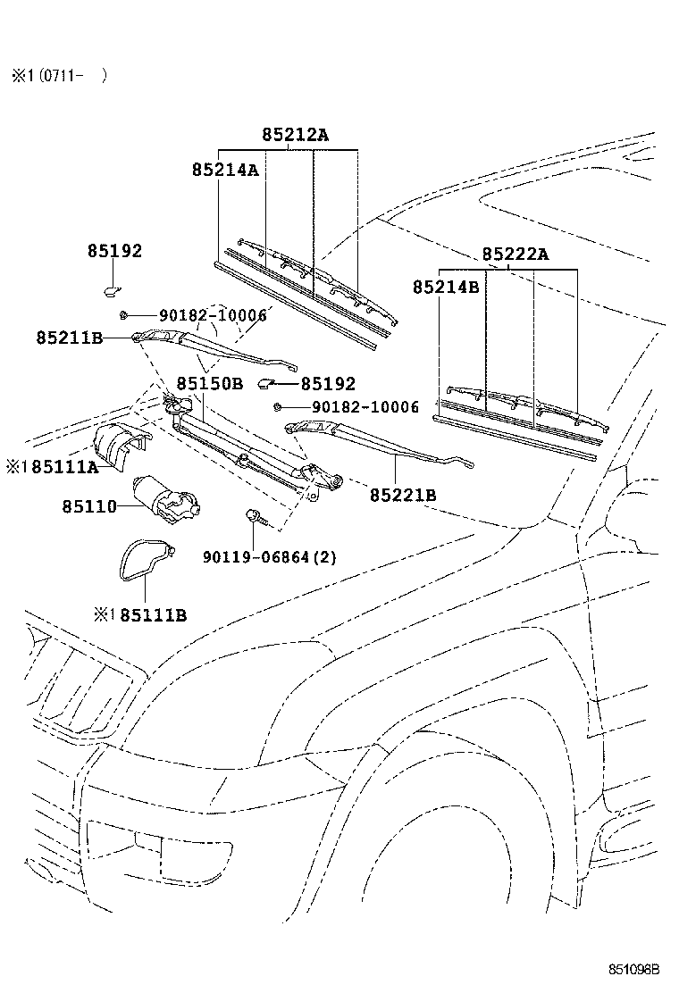 85111-60120 COVER, FRONT WIPER MOTOR product image