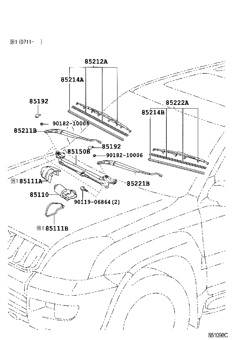 85211-60220 ARM, FRONT WIPER, RH product image