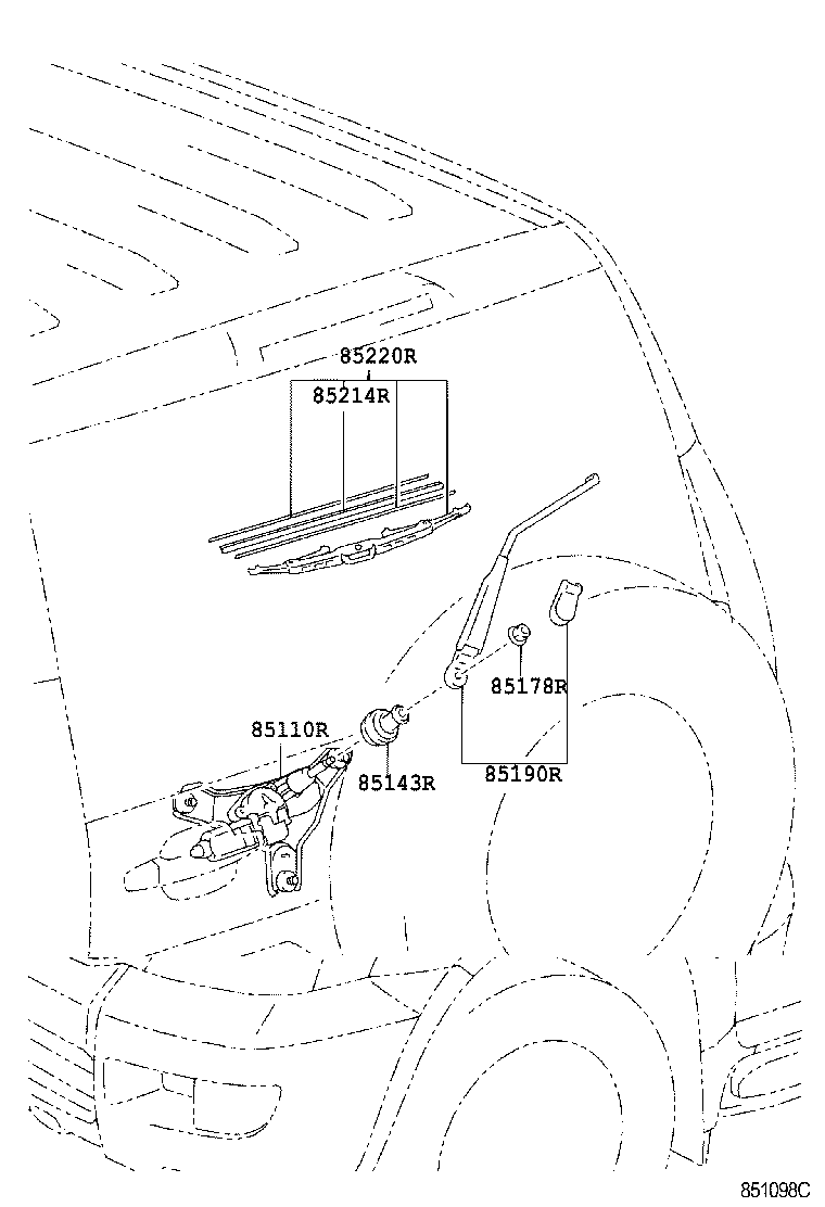 85130-60200 MOTOR ASSY, REAR WIPER product image