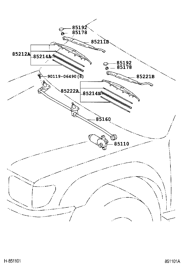 85110-35260 MOTOR ASSY, WINDSHIELD WIPER product image
