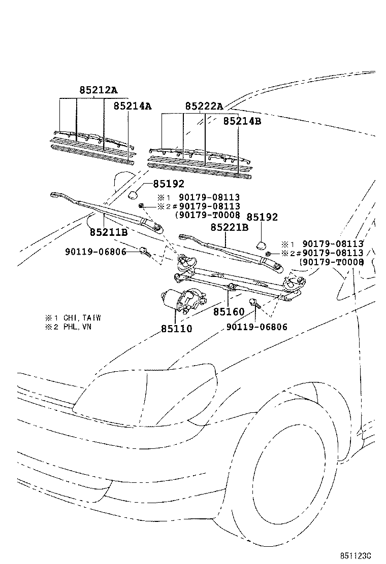 85110-0D031 MOTOR ASSY, WINDSHIELD WIPER product image